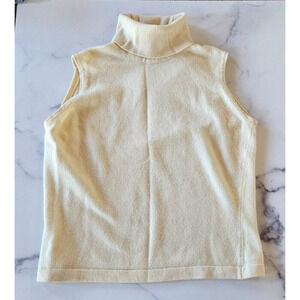 Jennifer Tyler Women Pullover Sweater Small Ivory Cashmere Turtleneck Sleeveless